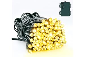 Dalugo Battery Powered Fairy Lights, 3M 30 LED Warm White Christmas Tree Lights with Timer, IP65 Waterproof String Lights Battery Operated for Indoor Outdoor Xmas Decorations(Green Wire)