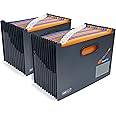 Rapesco 1729 SupaFile Twin Pack 13-Part Desktop Expanding File, A4, Black with Multi-Coloured Dividers