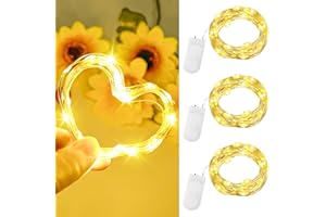 ‎DALUGO Dalugo LED Lichterkette Batterie, 3 Stück 2m 20 LED Mini Lichterkette mit Batterie, Kupferdraht Warmweiß Lichterketten Innen für Zimmer, Flasche,Geschenk Deko,Hochzeit, Party,Weihnachten