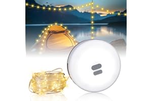 LEKIA Catena Luminosa Esterno, 2 in 1 Ricaricabili USB Lampada da Campeggio con 6 Modalità, 10 Metri Stringa di Luci da Campeggio Portatile Luci Campeggio, Luci Esterno Batteria Accessori Campeggio