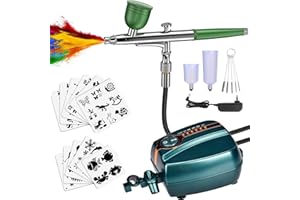 Apkezel Kit Aerografo Airbrush con Compressore, Aerografo per Verniciare Portatile, 35psi Aerografo Professionale, per Decorazioni, Torta, Trucco, Modellazione del Tatuaggio, Colorazione del Modello