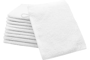 ZOLLNER 10 manopole da bagno in 16x21 cm - guanti da bagno assorbenti e super morbidi - bianco - con gancetto - lavabili a 95°C - cotone - qualità d'albergo