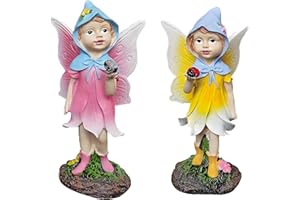 MUAMAX Fairy Garden Fairies Figurines Set of 2 Flower Fairies Miniature Fairy Figurines Enchanted Ornaments for Fairy Garden Decorations Gifts