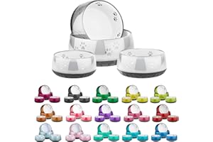 EHASO Hundenapf mit Pfötchen - Futter- und Trinknapf für kleine und große Hunde, unifarben (Grau, 1800ml)