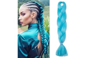 Benehair Haarverlängerung für afrikanische Zöpfe, 60 cm, bunt, Jumbo-Zopf, Kunstfaser, Haarverlängerung, Himmelblau