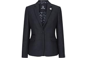 TruClothing Blazer Pantalon ou Veston pour Femme Tweed à Chevrons Laine mélangée Chic Tendance Noir Vintage