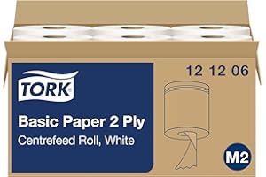 Tork 121206 Carta 2 veli per asciugatura M2 (ad estrazione centrale Maxi), 6 Rotoli x 457 strappi (20 x 35 cm), bianca