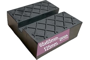 UNBEKANNT Gummiauflage viele Größen für Wagenheber Hebebühnen Rangierwagenheber Unterstellbock Gummiklotz universal Gummiblock für KFZ PKW SUV Reifenwechsel Werkstatt Schutz Auto (65x65x25 Nut+Waffel)