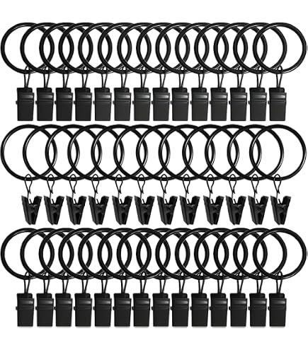 10 Anneaux Avec Crochets Pour Tringle à Rideaux 28 Mm - Bois Laqué Cerisier, Flair Deco