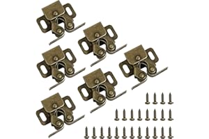 STARFA LAB 6pcs Double Roller Catch Cupboard Cabinet Door Latch,Twin Roller for Closet Catch, for Cupboard Cabinet Wardrobe Door Latch (Gold)