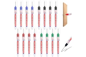 LUMINARYLAIR 16 Pièces Marqueurs de Trou Profond, 20mm Marqueur Indélébile à Pointe Fine, Marqueurs de Trous Profonds en Métal, Pointe Extra Longue Marqueurs de Trous, Stylo Marqueur Charpentier(4 couleurs)