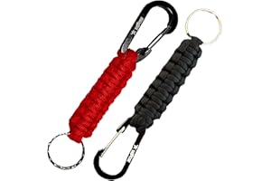 KADACTIVE Paracord Keyrings with Carabiner Keyring Clip - 2 Pack keyrings for Backpack, Survival, Camping - Paracord Key Chain Key Holder - Key Lanyard for Men - car Keyring