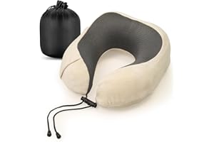 COZYOR Nackenkissen klein & kompakt, mit Memory Foam, verstellbarem Verschluss + praktischer Tasche - waschbarer Bezug, Nackenhörnchen bequem für Flugzeug & Reisen, Nackenstützkissen für Kinder & Erwachsene
