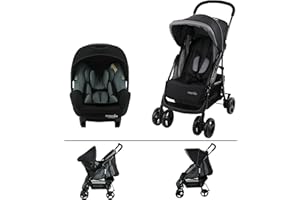 Nania – Kombi-Kinderwagen TEXAS 2 in 1 für Kinder im Alter von 0 bis 36 Monaten – Wendiger und robuster Kinderwagen – Verstellbare Rückenlehne mit Liegeposition + Autositz BEONE EVO 40–85 cm (2 in 1)