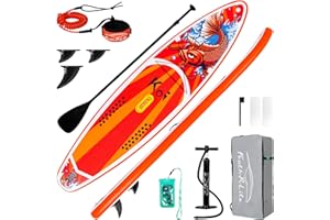 FunWater Inflatable Stand Up Paddle Board Ultra-Light Paddleboard with ISUP Accessories, Three Fins, Adjustable Paddle, Pump, Backpack, Leash