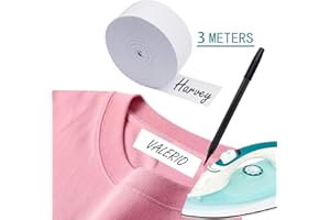 OUYOOLE Iron On Name Labels for Clothes, 3m x 2cm Name Labels for Clothes Kids with Pen, Alternative for Name Stamp for Clothes Kids