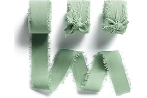MORSUNBELA Cinta Verde Cinta de Regalo de Gasa Cintas de Seda para Invitaciones de Boda, Ramos de Novia, Envoltura de Regalos, 3 Rollos, 25 mm x 4,5 Metros, Verde Claro