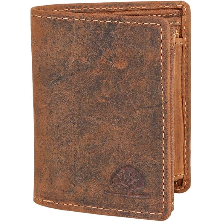 Greenburry Vintage Geldbörse Aus Leder – Klein & Praktisch, Sattelbraun Mit Druckknopf, 10 Cm