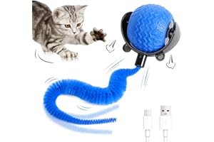 Hillylolly Pelota de Juguetes para Gatos, Juguete Interactivo Gato con Cordón, Juguetes para Gatos, Juguete Interactivo, Juguetes para Baratos,con USB Recargable