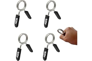 AQOS Abrazaderas para mancuerna, 4 Unidades, Collares de Resorte para mancuerna, Pinza de Resorte para mancuerna y Barras, Pesas, Gym, Crossfit, sujeta Discos con Muelle, para Barras/Pesas