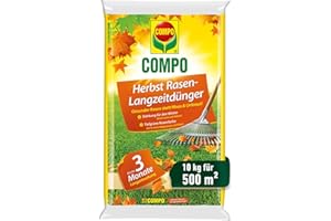 Herbstrasendünger mit Kalium - 10kg für 500m² - Stärkt den Rasen für den Winter - 3 Monate Langzeitwirkung – Gesunder Rasen statt Moos und Unkraut - Streuwagen geeignet 10kg