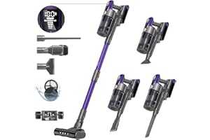 Vozascly X18 Aspirapolvere Senza Fili, 33KPA/500W/65Min, 4-in-1 Scopa Elettrica Senza Fili 4 Livelli di Aspirazione Regolabili, Aspirapolvere Verticale Potente per Pavimenti, Tappeti, Peli Animali