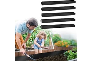 Tubiaz Rasenkante Beeteinfassung, 10mx18cm Beetumrandung Rasenbleche Mähkante Metall Palisade Beet Rasen, Gartenbeet, Schwarz (Länge 10m- Höhe 18cm)