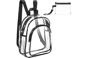 Weewooday Mini Zaino Trasparente Borsa Piccola Approvata dallo Stadio con Borsa a Mano Impermeabile e Portatile per Donna da Lavoro Viaggio Università Concerto (Nero, L)