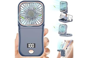 Kouric Ventilador de Mano USB,Ventilador Portatil Pequeño 3 Velocidades,Hand Fan Plegable 180°,Ventiladores Mano Portatil con Power Bank,Ventiladores de Bolsillo-Azul