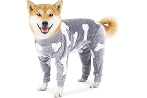 CLGrich Pyjama pour Chien, Flanelle Super Douce, Chaud, Vêtements d'hiver pour Chien, Extensible Et Respirant, pour Chiens Moyens Ou Grands par Temps Froid (XXL,Grey)