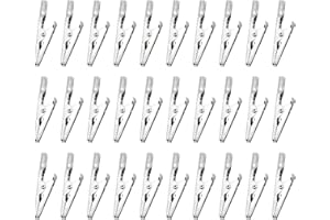 HSYTEK 30 Stück Krokodilklemmen, 35 mm Metallkrokodilklemmen für Sicheres Klemmen, Krokodilklemmen für Labor und Elektrische Prüfung, Alligator Clips zum Basteln, Silber