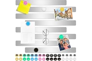Wukong 8 Pièces Tableau Mémo Magnétique, Bandes Magnétiques Autocollantes avec 32Pcs Aimants pour Tableau Blanc pour Bureau, Tableau d'affichage, mur Photo, Documents et Réfrigérateur
