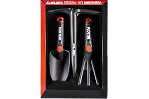 Bellota 2994 - Kit de jardinería y huerto que incluye: rastrillo, transplantador y azuela, herramienta pequeña de jardín, Color Estándar