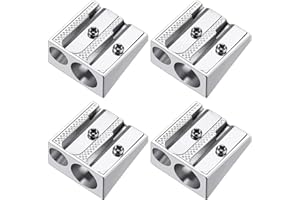 ROMAXO 3pcs Aluminium Pencil Sharpener Double-Hole Sharpener for Artist Sketching Pencils Eyebrow Pencil Stationery Strong Metal Sharpeners School Supplies