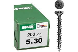 Spax Universalskruv, försänkt huvud, svart, T-STAR plus, helgängad (5 x 30 mm 200 stycken)