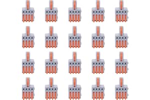 KADIMENDIUM 20Pcs Wire Connector 1 in 4 out Push‑Type Splitter Conductor Terminal Block Electrical Parts for Lighting (orange)