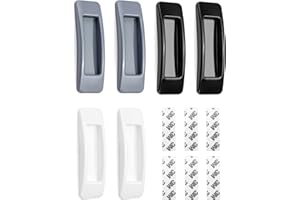 QWORK® Zestaw 6 klamek do drzwi przesuwnych Klamki do drzwi balkonowych bez wiercenia, plastikowy uchwyt samoprzylepny do kuchni, szafki, drzwi, okna (biały, czarny, szary)