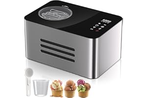 Vpcok Direct Machine à crème glacée 2 L avec compresseur 150 W Auto-réfrigérante, 4 Modes, Écran LED, Minuterie réglable tactile, acier inoxydable, Sorbetière facile à utiliser