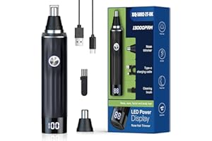 ‎BRIGIN Nasenhaartrimmer 2 in 1 Nasentrimmer Ohrhaartrimmer mit LED-Anzeige, USB Wiederaufladbar Nasenhaarschneider für Herren und Frauen, Schmerzfreier Nasenhaarentferner mit IPX7 Level Wasserdichte