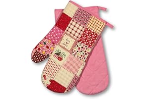 DELINDO LIFESTYLE Ofenhandschuhe Kitchen, Patchwork, rosa, 1 Paar, PSA-Kategorie II bis 250°C hitzebeständig, geprüftes und zertifiziertes Produkt