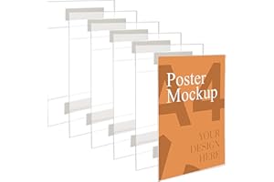 Kurtzy Support Mural Adhésif A4 (6 Pcs) - Porte-Affiches Transparents Universel en Acrylique avec Bandes Adhésives - Supports d'Affichage pour Bureau, Maison, Restaurant - Aucun Perçage Requis