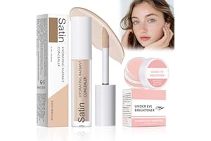YCAAEO Under Eye Brightener, Creme Yeux Eclaircissant(10g) + Concealer(6ml), Essence Maquillage Concealer, Creme Eclaircissante Contour des Yeux, Éclaircit et Couvre Naturellement les Cernes