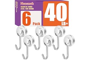 Neosmuk Swing Magnetic Hooks for Cruise Cabins – Heavy Duty 40lb Strong Magnet Hooks, Cruise Essentials for Ship, Fridge, Wall, Ceiling, Door, Hanging and Decorations (Pack of 6, Silver)