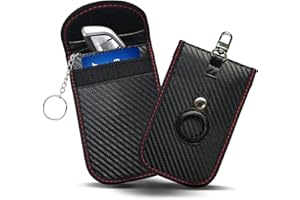 VALART Portachiavi per Auto Custodia per Chiavi Auto Gabbia di Faraday Fibra di Carbonio Segnale di Blocco Borsa Protettiva per Custodia Antifurto per Protezione Blocco Segnale RFID (E3-2 Pack Airtag Pouch)