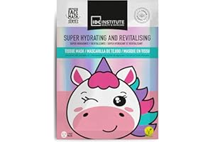 IDC Maschera viso vegano bambino e adulto in tessuto unicorno stampato, idratante e rivitalizzante, per routine bellezza, cura del viso, idrata la pelle, idea regalo per ragazza, donna, facile da