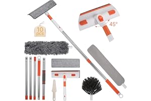 ALTUEEY Telescopic Window Cleaning Kit,5 in 1 Window Cleaning Equipment with 92'' Telescopic Cleaner Pole,Window Cleaning Brush with 45°Bendable Head for Cleaning High Window