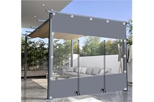 DLLY Außen Durchsichtige Plane Vorhange, 0,3mm Schwerlast wasserdichte Plane Mit Ösen, Pergola Pavillon Terrasse Carport Plane Seitenwände, Transparente Plane Abdeckung,LxH-3.2x2.2m/10.5 * 7.2ft