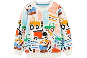 Koonde Boys Dinosaur Jumper Cotton Top Truck Sweatshirt Long Sleeve Tee for Kids Toddler Clothes 1.5-7 years