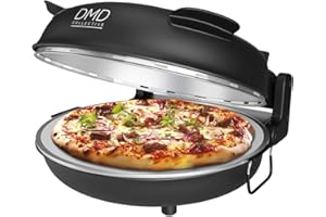 DMD Collective - 12'' Electric Pizza Oven with Stone Base, Glass Window & 2 Pizza Paddles | Countertop Pizza Maker, Thermostat Control, 15min Timer, Portable Tabletop Oven 1200W