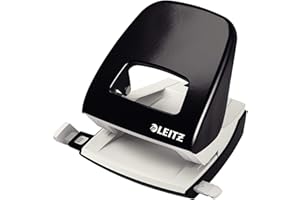 Leitz Büro Locher aus Metall, Für 30 Blatt, Anschlagschiene mit Formatangaben, Die Nummer 1 am Markt, Ergonomisches Design, s